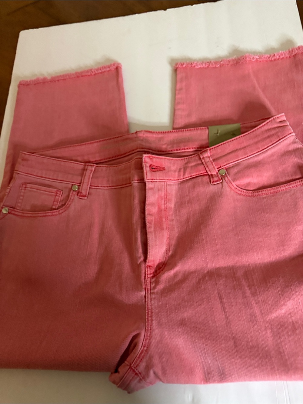 Chico's Coral Pink Cropped Straight Jeans - Picture 3 of 8